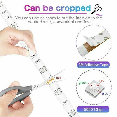 Brand New 5050 RGB LED Strip Bluetooth Remote Lights TV Back Lights For Bar Room