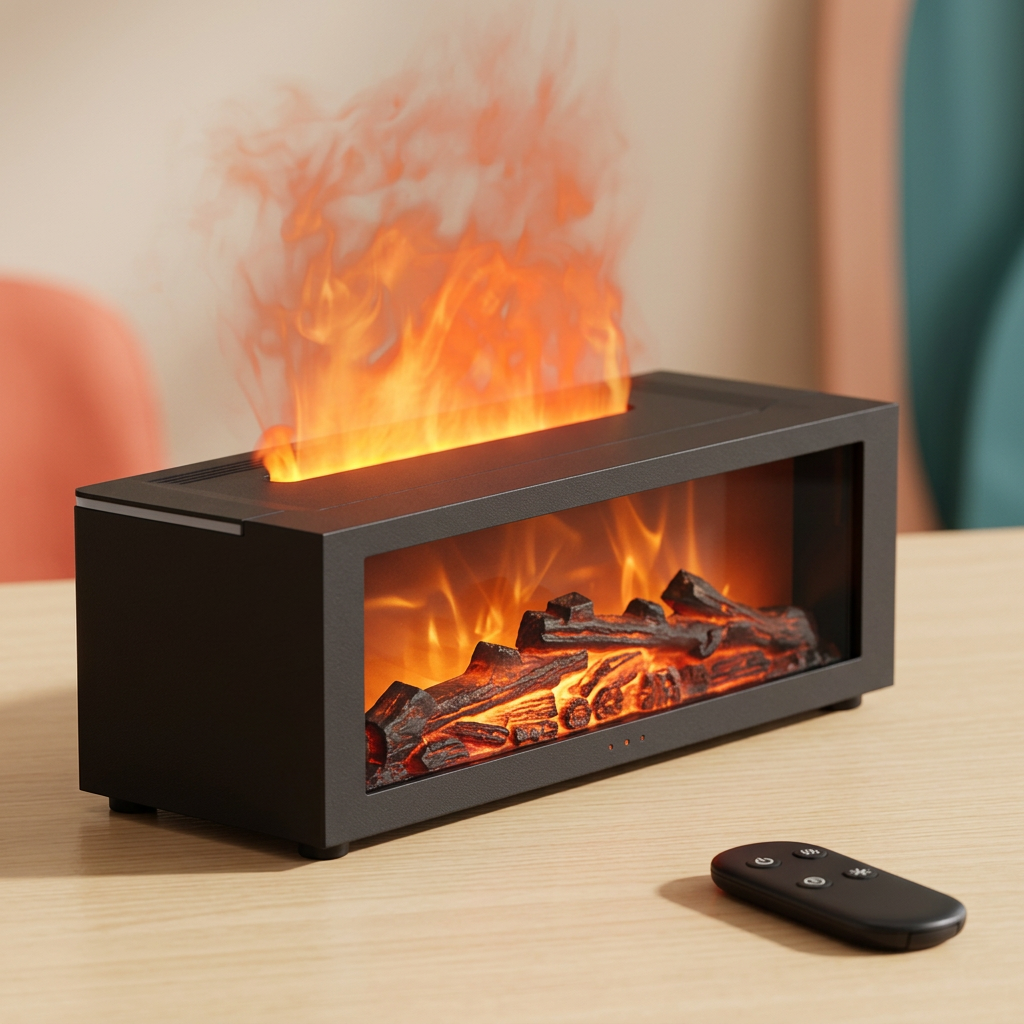 New Flame Aromatherapy Machine Colorful Essential Oil Diffuser Home Large Fog Volume Flame Humidifier 3D Flame Fireplace Machine